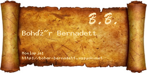 Bohár Bernadett névjegykártya